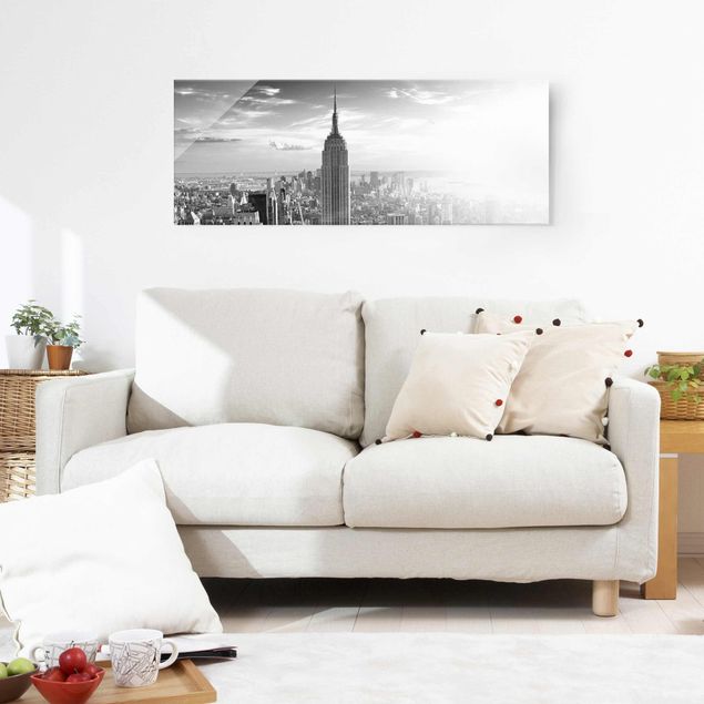 Glasbild - Manhattan Skyline - Panorama Quer