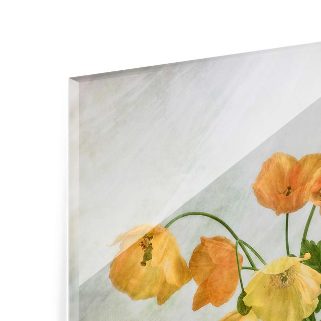 Glasbild - Mohnblumen in einer Vase - Quadrat 1:1