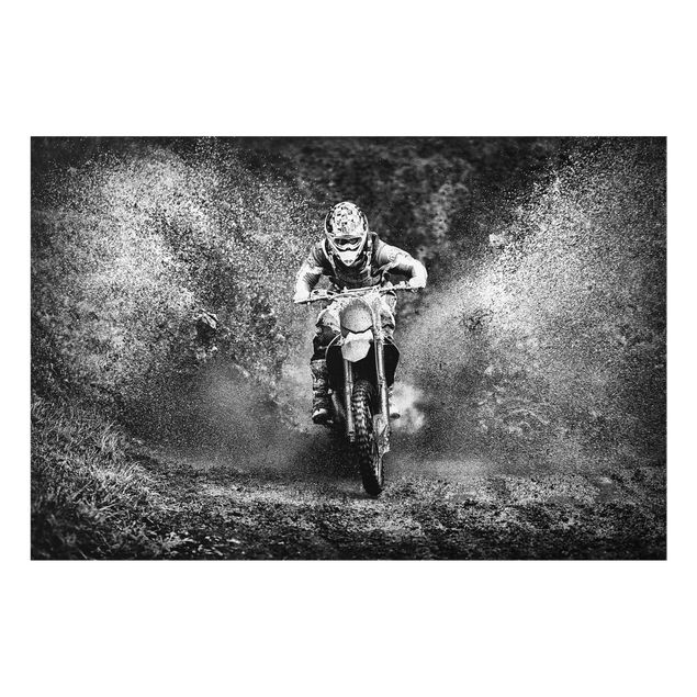 Glasbild - Motocross im Schlamm - Quer 3:2