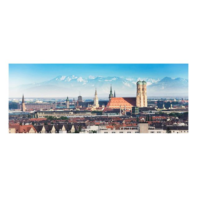 Glasbild - München - Panorama Quer