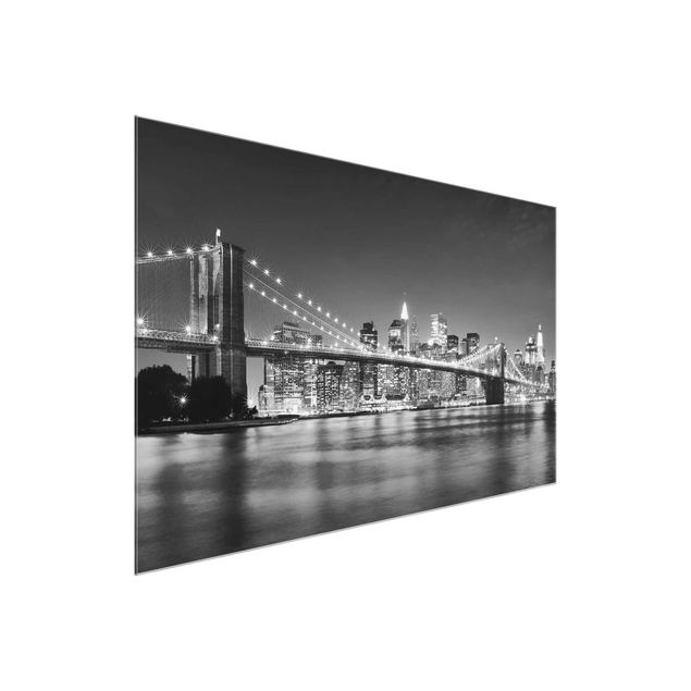 Glasbild - Nighttime Manhattan Bridge II - Quer 3:2