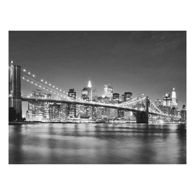 Glasbild - Nighttime Manhattan Bridge II - Quer 4:3