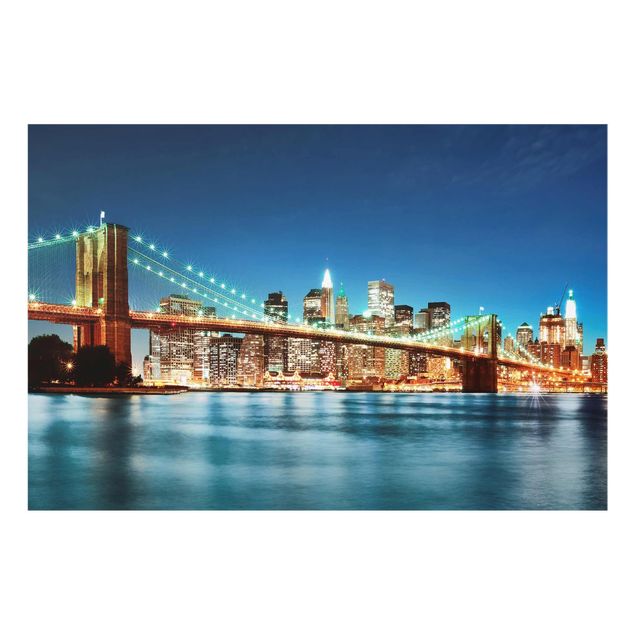 Glasbild - Nighttime Manhattan Bridge - Quer 3:2