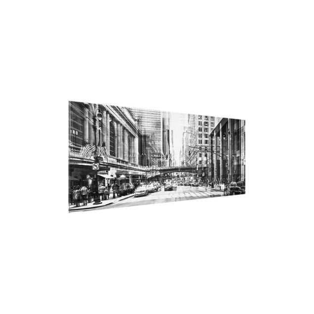 Glasbild - NYC Urban schwarz-weiss - Panorama Quer