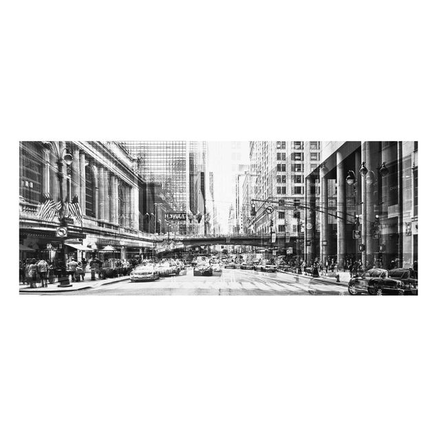 Glasbild - NYC Urban schwarz-weiss - Panorama Quer