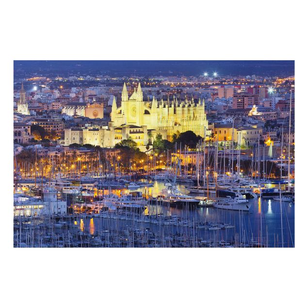 Bilder auf Glas Palma de Mallorca City Skyline und Hafen