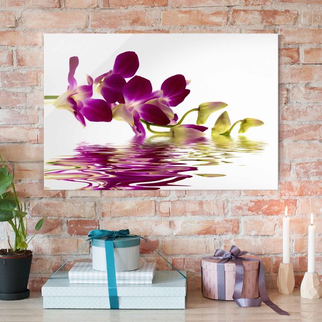 Glasbilder XXL Pink Orchid Waters