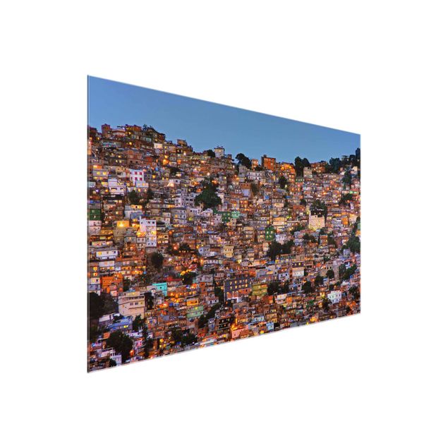 Bilder auf Glas Rio de Janeiro Favela Sonnenuntergang