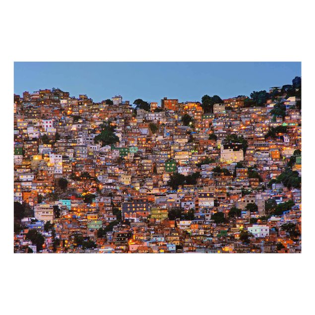 Glasbild - Rio de Janeiro Favela Sonnenuntergang - Querformat 2:3