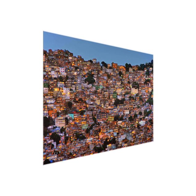 Bilder auf Glas Rio de Janeiro Favela Sonnenuntergang