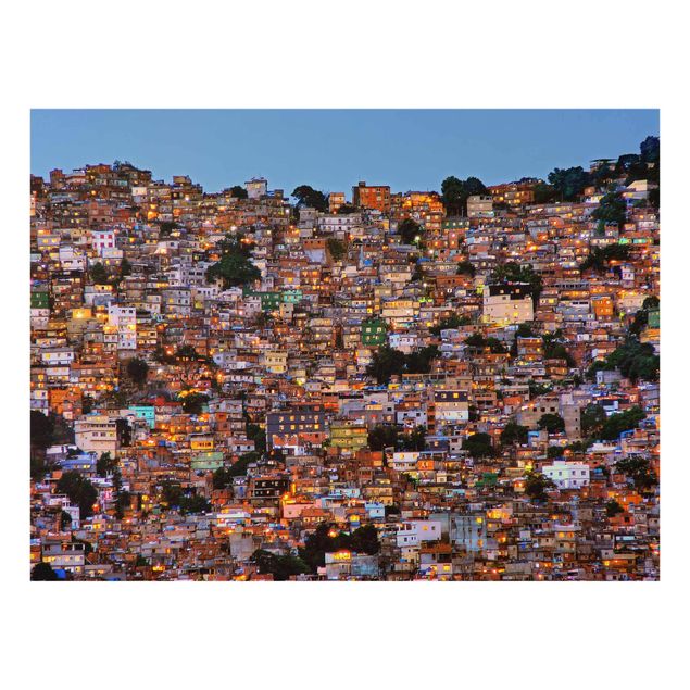 Glasbild - Rio de Janeiro Favela Sonnenuntergang - Querformat 3:4