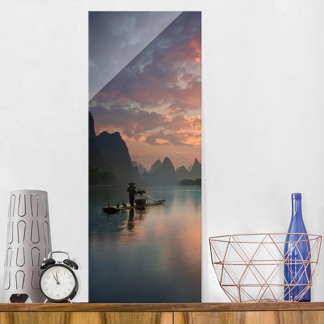 XXL Glasbilder Sonnenaufgang über chinesischem Fluss