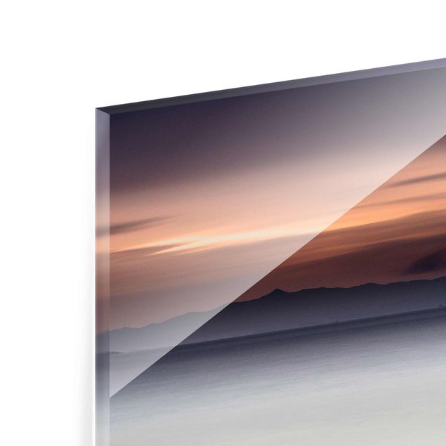 Glasbild - Sonnenuntergang im Nebel - Quadrat 1:1