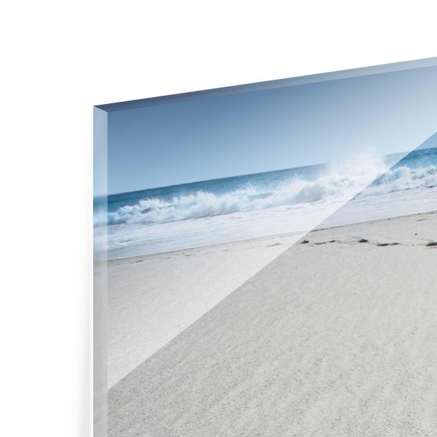 Glasbild - Spuren im Sand - Panorama Quer