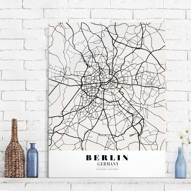XXL Glasbilder Stadtplan Berlin - Klassik