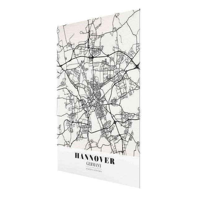 Glasbild - Stadtplan Hannover - Klassik - Hochformat 4:3