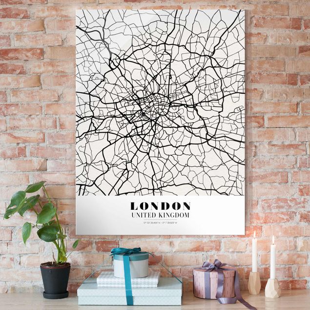 XXL Glasbilder Stadtplan London - Klassik