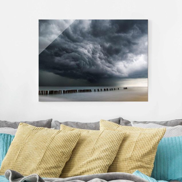 Glas Wandbilder XXL Sturmwolken über der Ostsee