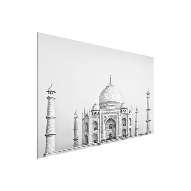 Glasbilder Taj Mahal in Grau