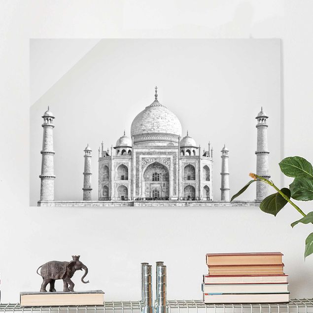 Glasbilder XXL Taj Mahal in Grau