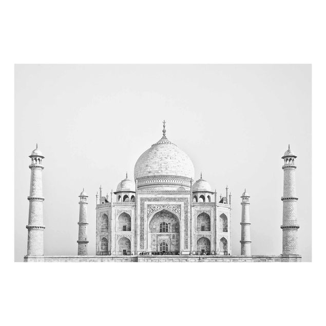 Glasbild - Taj Mahal in Grau - Querformat 2:3