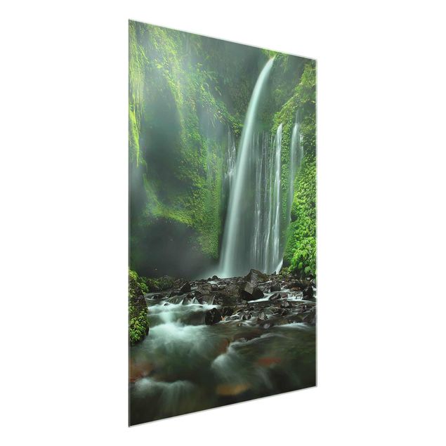 Glasbilder Tropischer Wasserfall