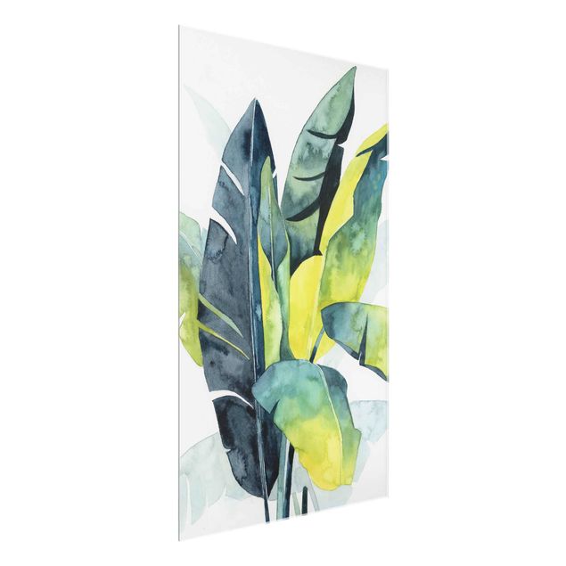 Glas Wandbilder Tropisches Blattwerk - Banane