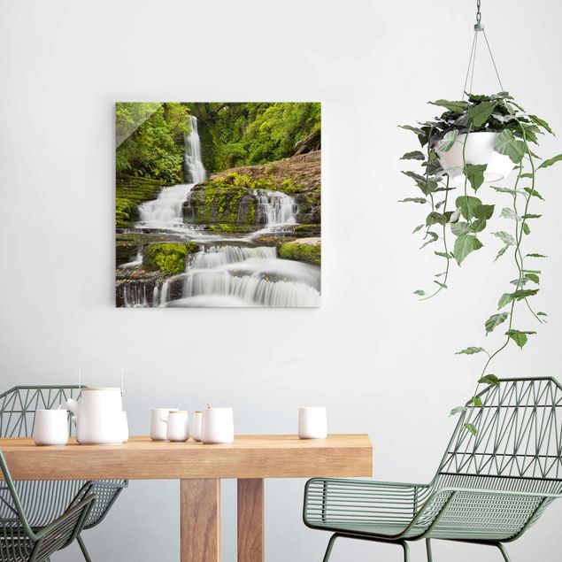 Wandbilder Glas Natur Upper McLean Falls in Neuseeland