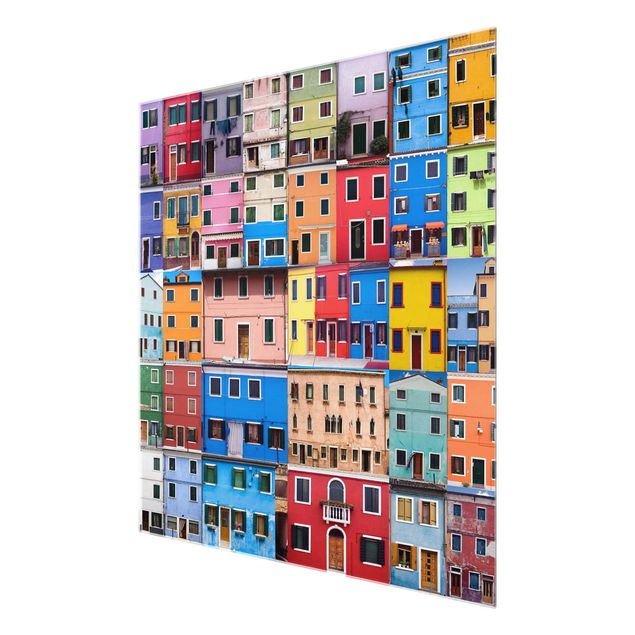 Glasbild - Venezianische Häuser - Quadrat 1:1