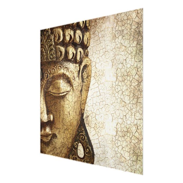 Glasbild - Vintage Buddha - Quadrat 1:1