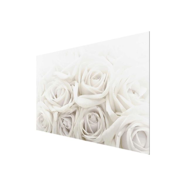 Glasbild - Wedding Roses - Quer 3:2 - Blumenbild Glas