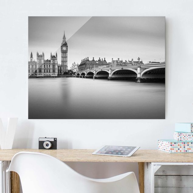 Glasbilder XXL Westminster Brücke und Big Ben