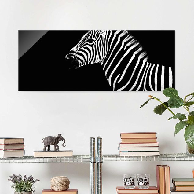 Glas Wandbilder XXL Zebra Safari Art