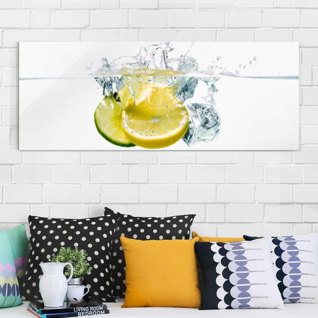 Wandbilder Glasbilder Druck auf Glas 125x50 Apfel Wasser Küche 