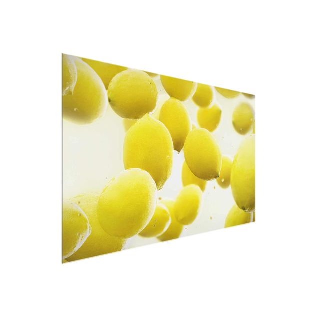 Glasbild Küche - Zitronen im Wasser - Quer 3:2