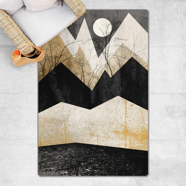 Teppich abstrakt Goldene Berge Äste