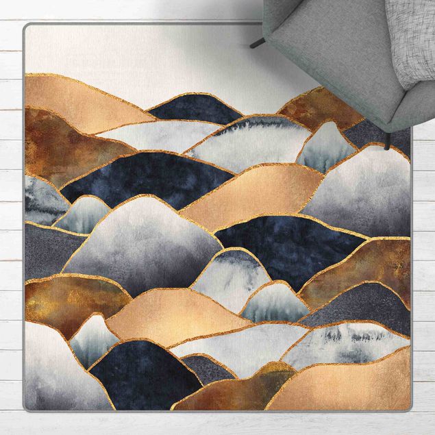 Abstrakte Teppiche Goldene Berge Aquarell
