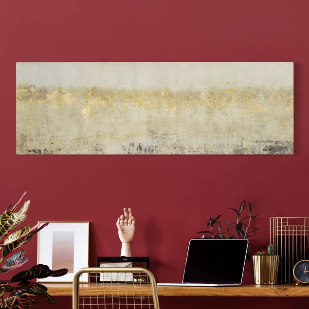 moderne Leinwandbilder Goldene Farbfelder I