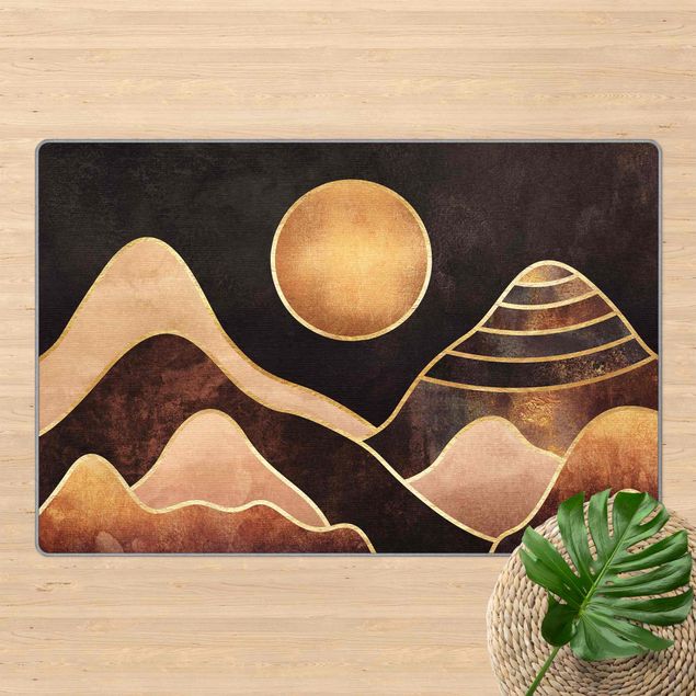 Teppich abstrakt Goldene Sonne abstrakte Berge