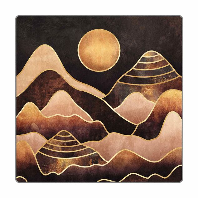 Teppich - Goldene Sonne abstrakte Berge