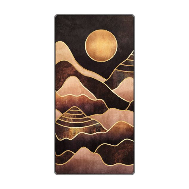 Teppich - Goldene Sonne abstrakte Berge