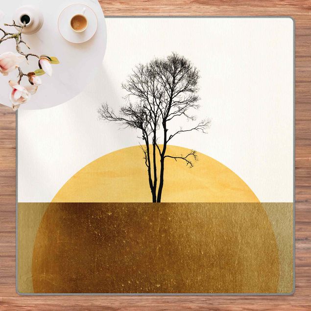 Große Teppiche Goldene Sonne mit Baum
