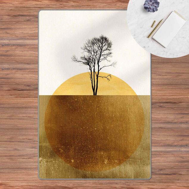 Große Teppiche Goldene Sonne mit Baum