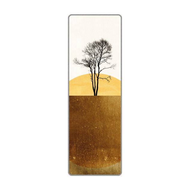 Teppich - Goldene Sonne mit Baum