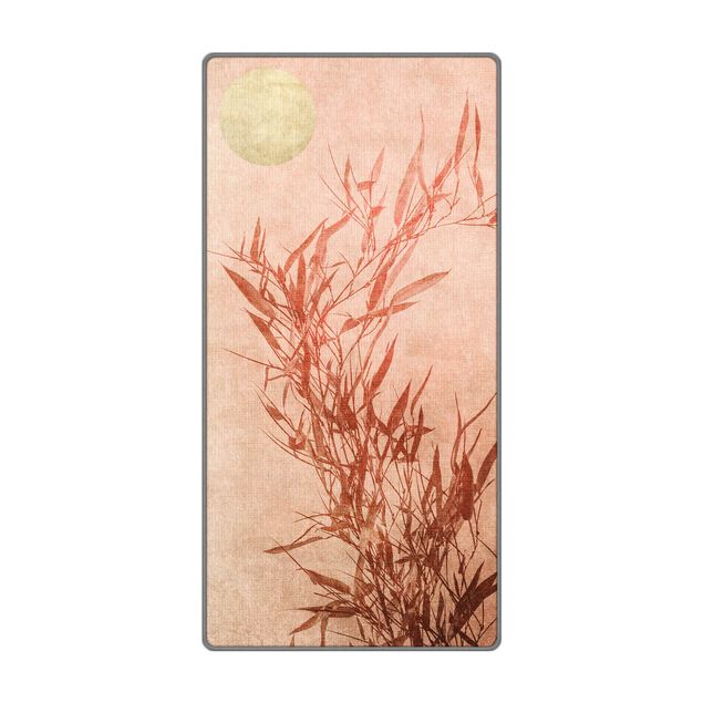 Teppich - Goldene Sonne mit Rosa Bambus