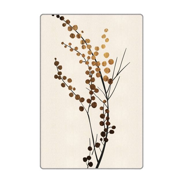 Teppich - Grafische Pflanzenwelt - Beeren Gold