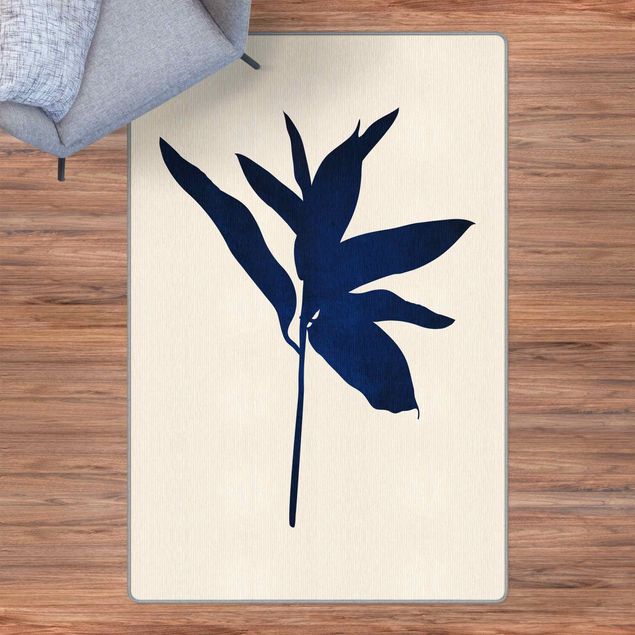 Blauer Teppich Grafische Pflanzenwelt - Blau