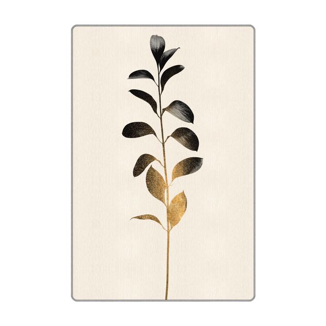 Teppich - Grafische Pflanzenwelt - Gold und Grau