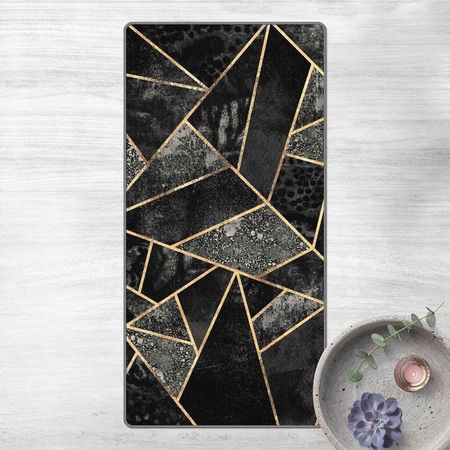 Teppich abstrakt Graue Dreiecke Gold