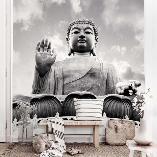 Fototapete Buddha Großer Buddha Schwarz-Weiß
